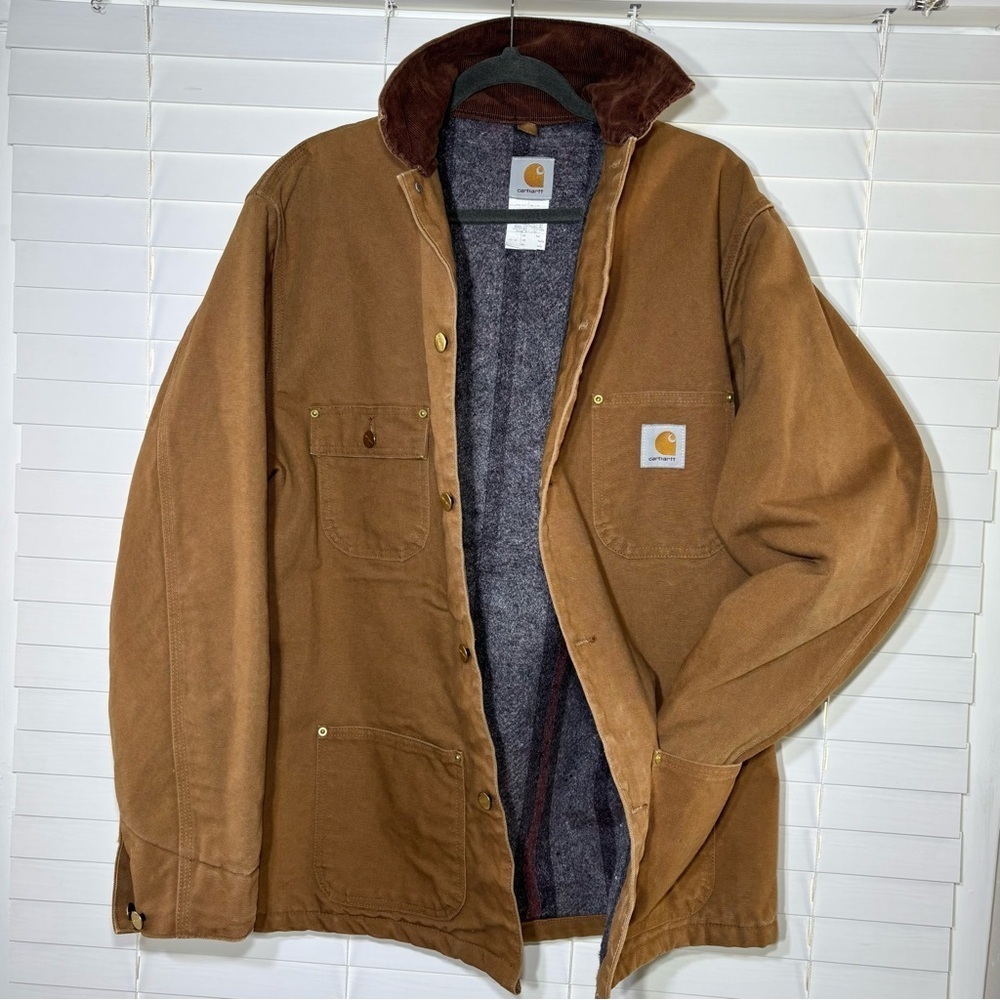 Carhartt Jacket Mens 46 Tall Chore Coat Blanket Lined Button Up Corduroy Work - Picture 3 of 9